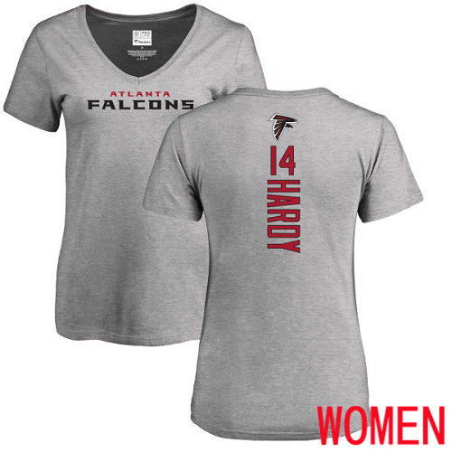 Atlanta Falcons Ash Women Justin Hardy Backer NFL Football #14 T Shirt